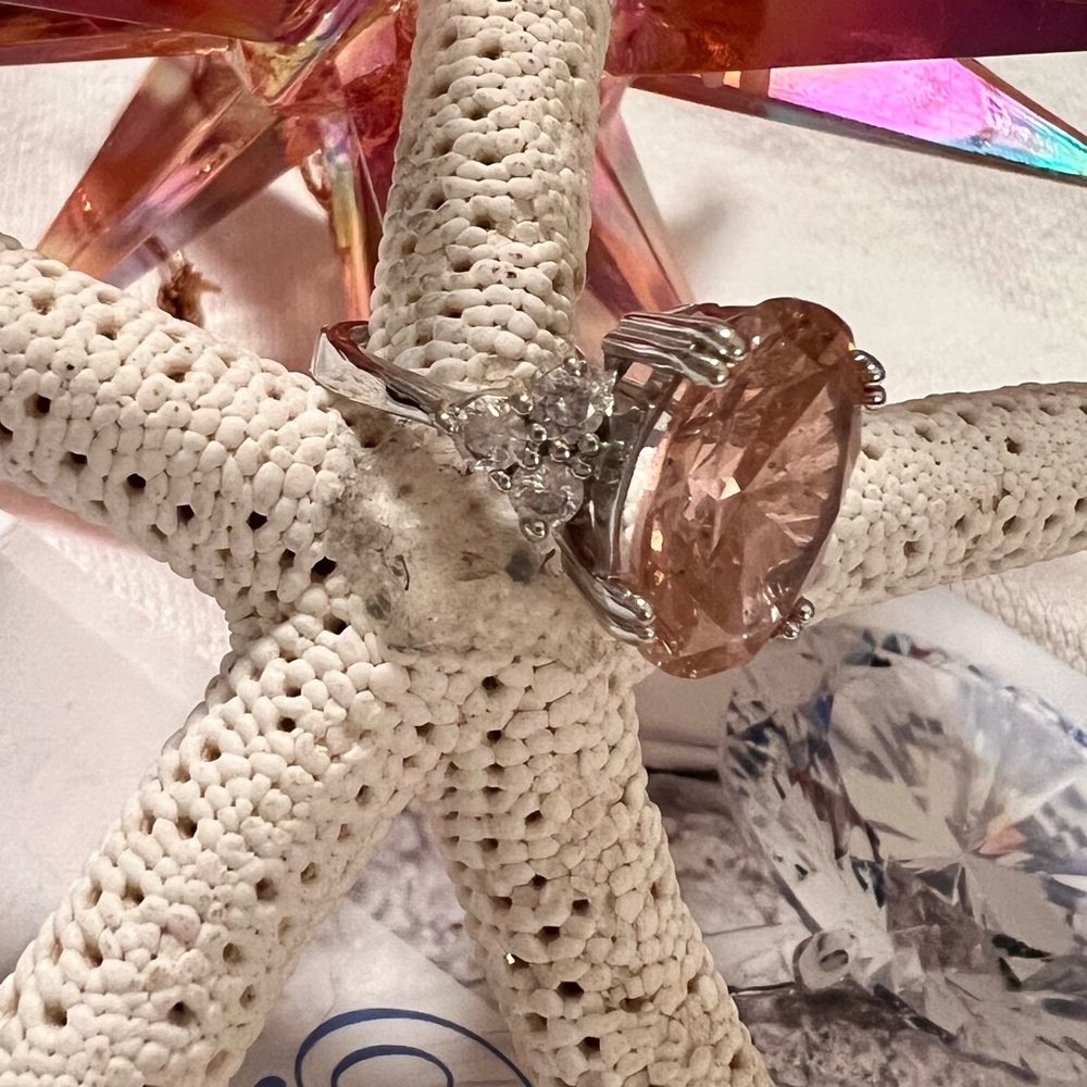 JTV BELLA LUCE Pink and White Diamond simulant rhodium over sterling silver ring - Picture 6 of 8